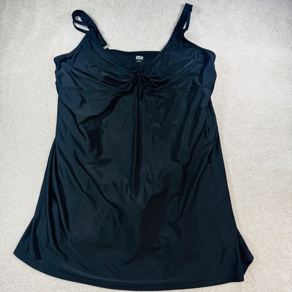 Wave Zone Black Ruched Front Swimdress Plus Size 3X One Piece Swimsuit RN 48711